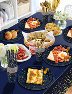 Nkaiso 161 Pcs Purple Gold Birthday Plates and Napkins Set -20 Serves | Party Supplies Set with Paper Plates Cups Napkins & Silverware, for Birthday Party Decorations