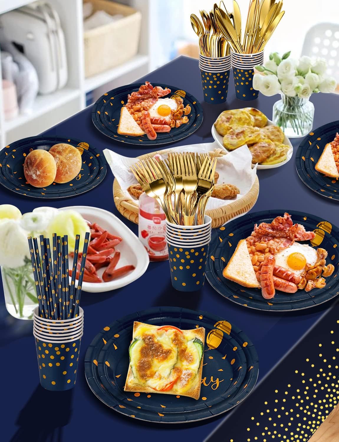 Nkaiso 161 Pcs Purple Gold Birthday Plates and Napkins Set -20 Serves | Party Supplies Set with Paper Plates Cups Napkins & Silverware, for Birthday Party Decorations