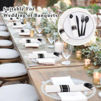 120 Pack Black Plastic Silverware Rolled Silverware Disposable | Pre Rolled Silverware Set Disposable Wrapped Cutlery Set for Catering, Parties, Wedding, Birthday& Special Events