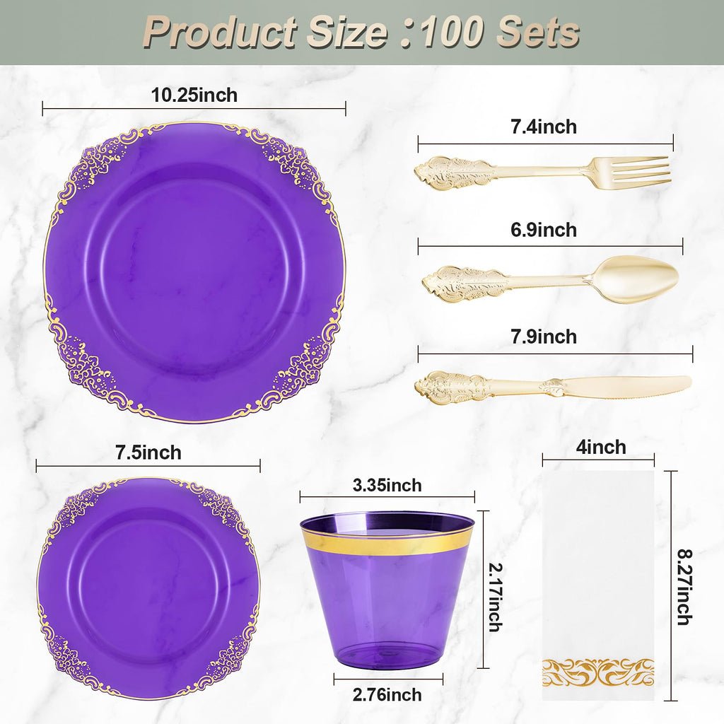 Bestluck 175PC Disposable Clear Plastic Complete Dinner Set for 25 Guests