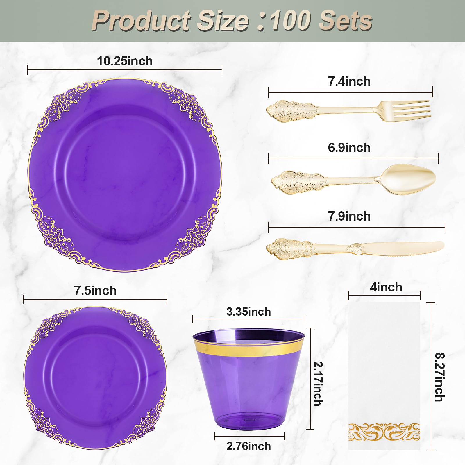 Bestluck 175PC Disposable Clear Plastic Complete Dinner Set for 25 Guests