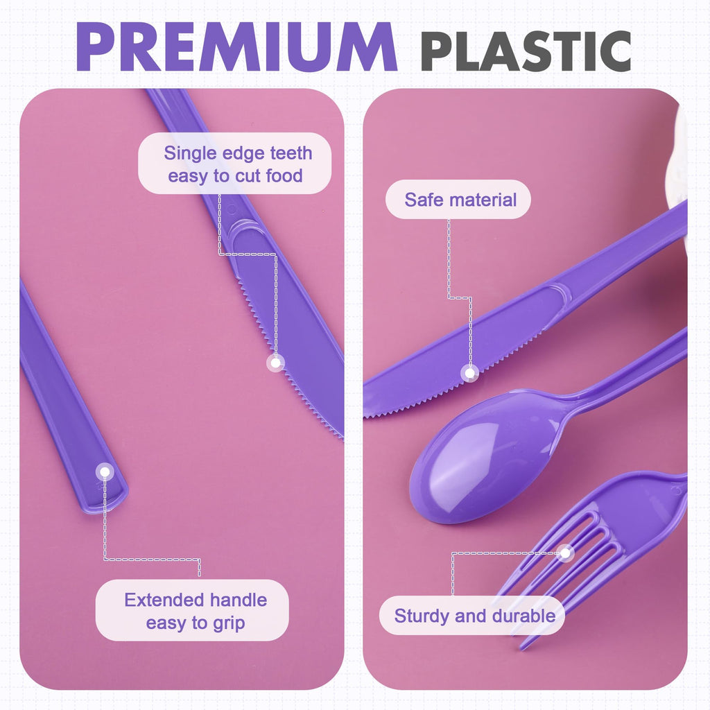 Kochorie 300 Pieces Plastic Silverware, Disposable heavy duty Utensils