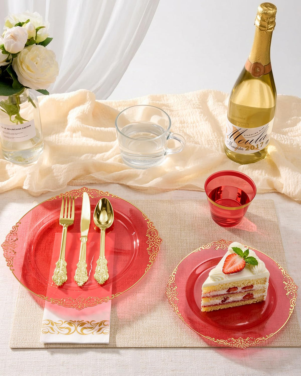 Bestluck 175PC Disposable Clear Plastic Complete Dinner Set for 25 Guests