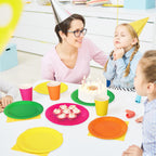 Whaline 244 Pcs Neon Party Supplies Set Include 7 & 9 Inch Rainbow Color Paper Plates Napkins 9oz Cups Disposable Dinnerware for Neon Glow Birthday Baby Shower Wedding Picnic Party, Serves 48 Guests