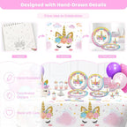 Hand-Drawn Mermaid Birthday Decorations, Under the Sea Party Supplies Kit (Unicorn Birthday)