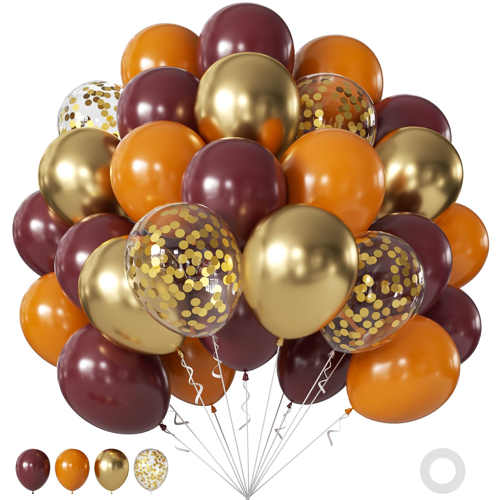 60Pc 12Inch Navy Blue, White and Gold Balloons with Metallic Gold Confetti Balloon