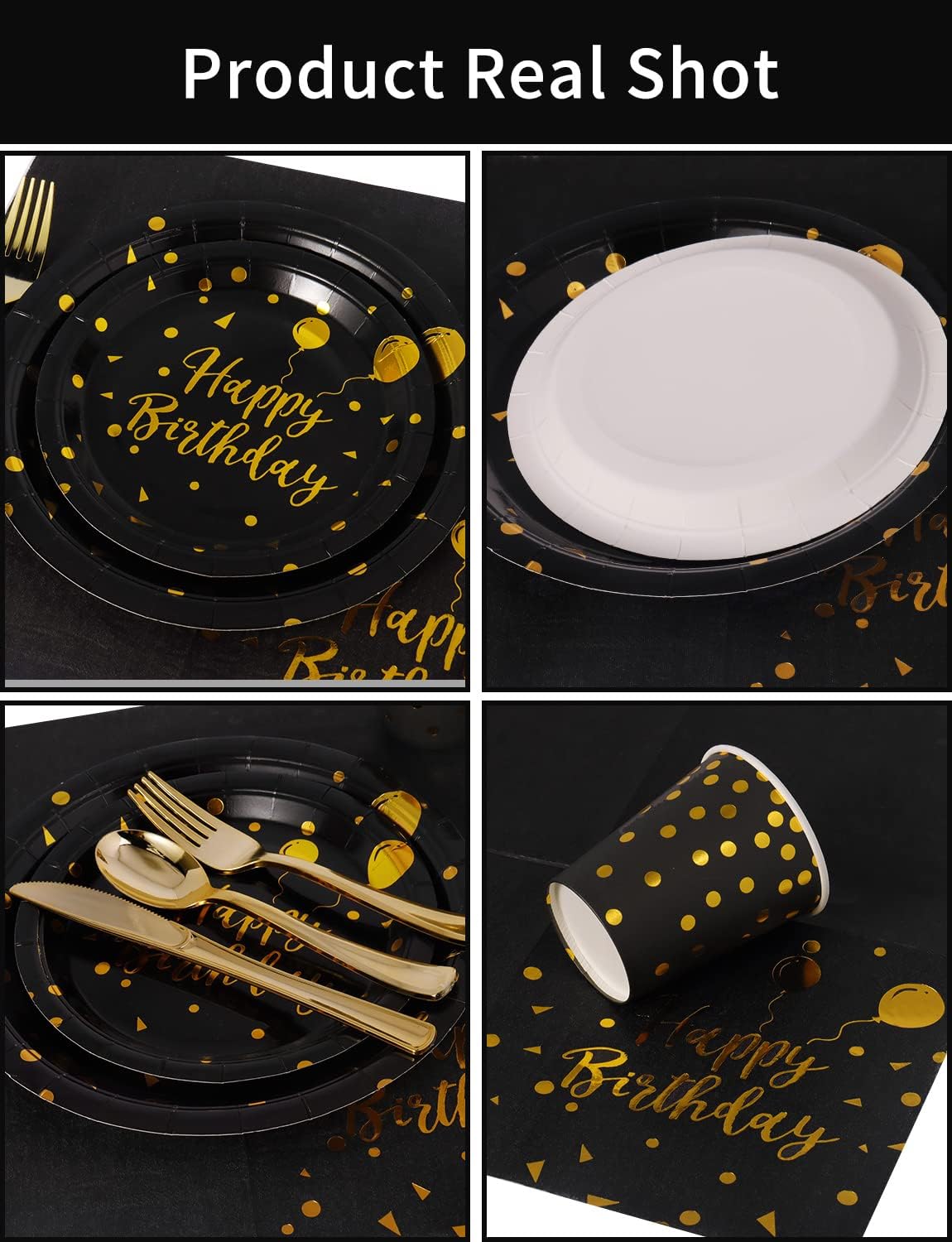 Nkaiso 161 Pcs Purple Gold Birthday Plates and Napkins Set -20 Serves | Party Supplies Set with Paper Plates Cups Napkins & Silverware, for Birthday Party Decorations