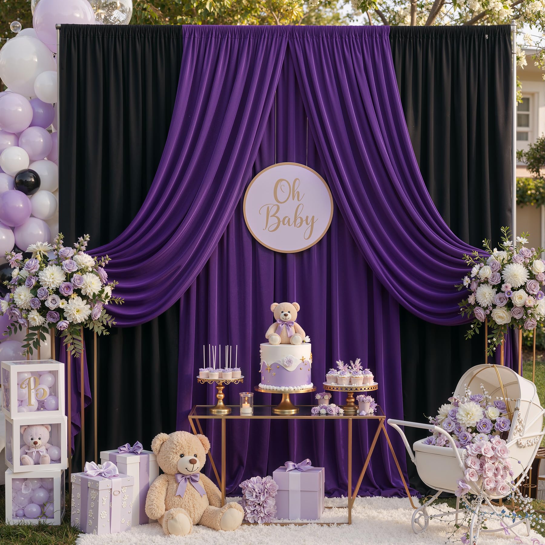 10ft x 15ft Wrinkle Free Photography Backdrop Drapes, 6 Panels