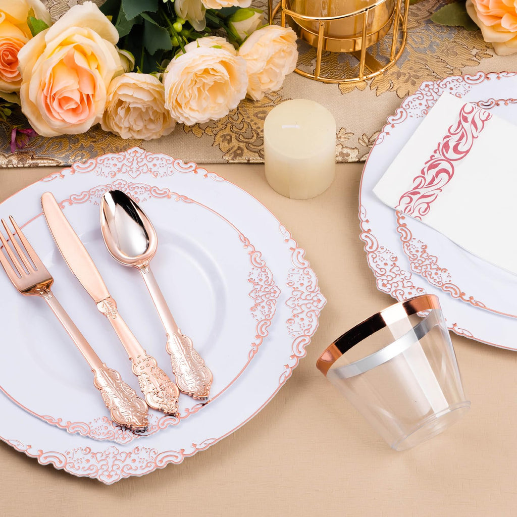 Bestluck 175PC Disposable Clear Plastic Complete Dinner Set for 25 Guests