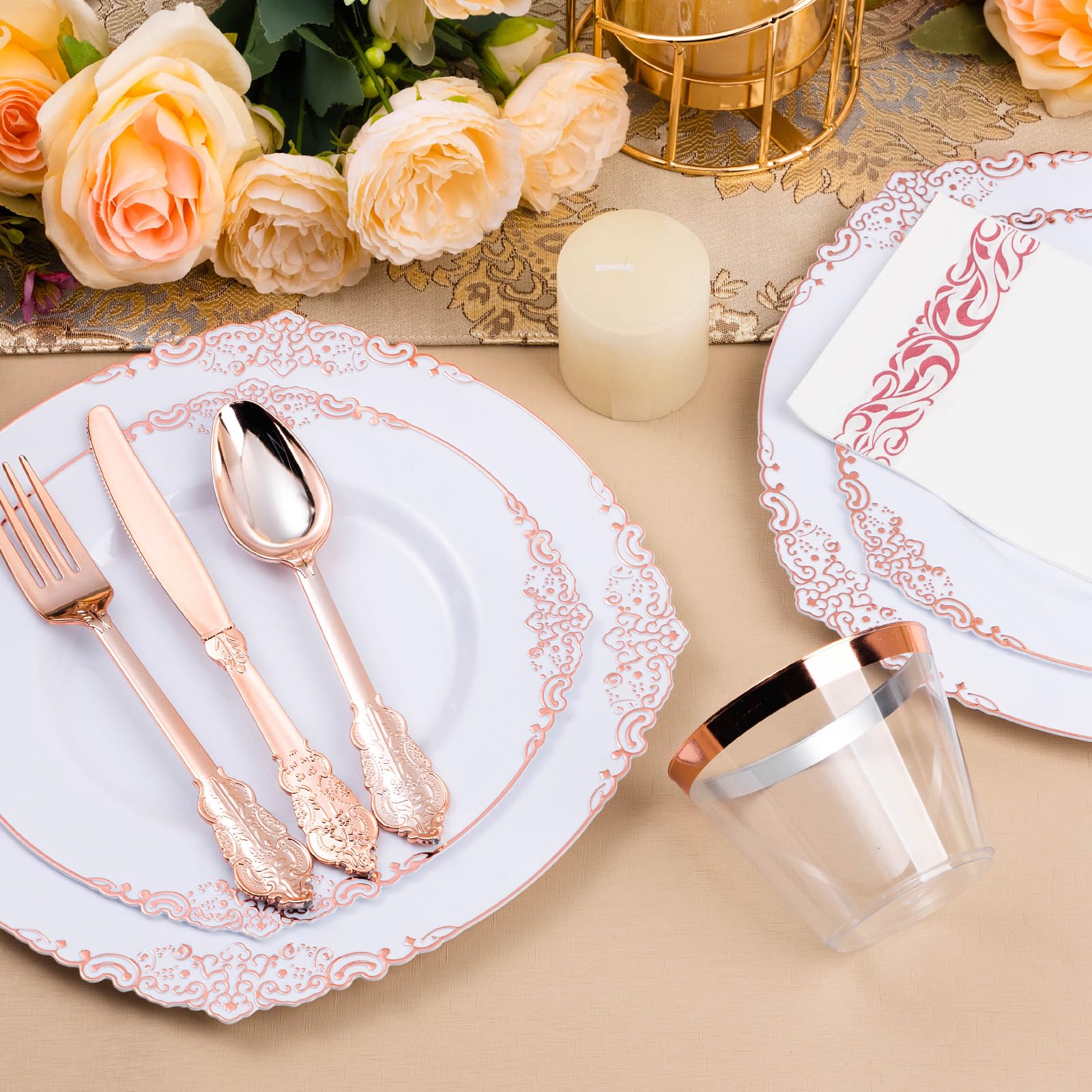 Bestluck 175PC Disposable Clear Plastic Complete Dinner Set for 25 Guests