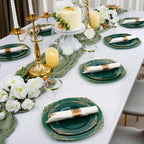 realluck 175 Piece Green and Gold Dinnerware Set for 25 Guests | Disposable Dinnerware Includes: 50 Disposable Plates, 75 Silverwares, 25 Cups, 25 Napkins for Party, Wedding, Graduation