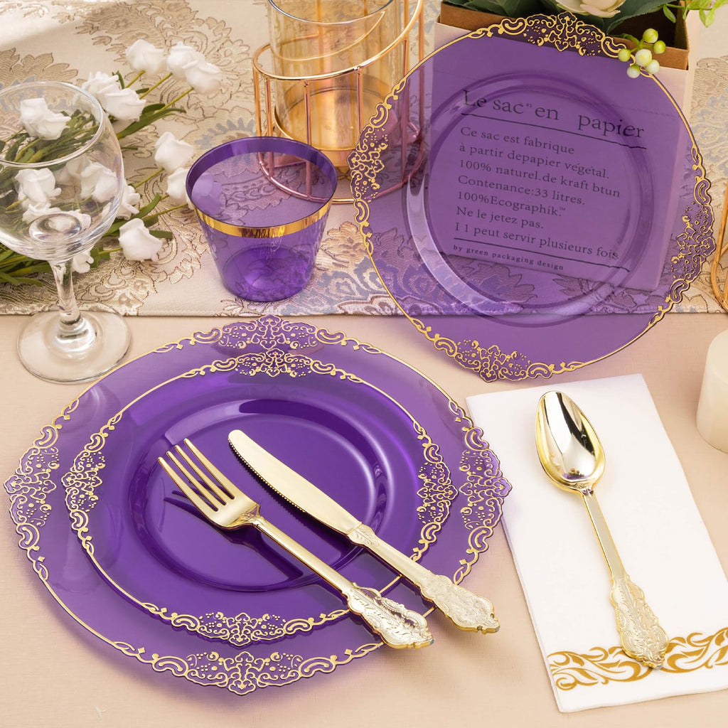 Bestluck 175PC Disposable Clear Plastic Complete Dinner Set for 25 Guests