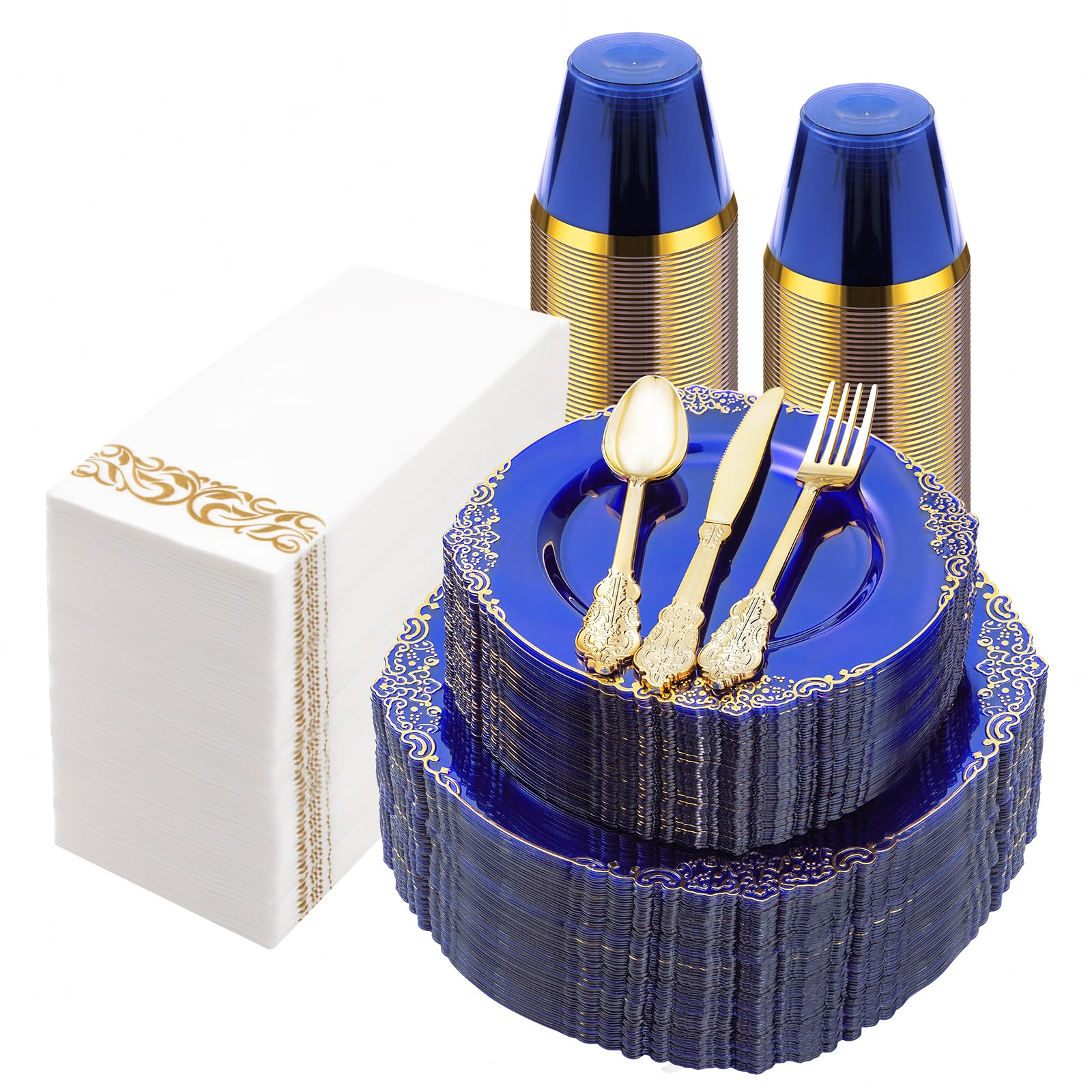 Bestluck 175PC Disposable Clear Plastic Complete Dinner Set for 25 Guests