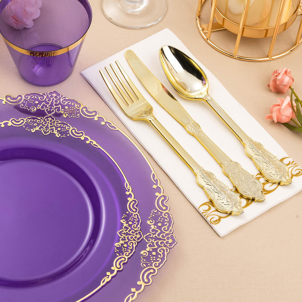 Bestluck 175PC Disposable Clear Plastic Complete Dinner Set for 25 Guests