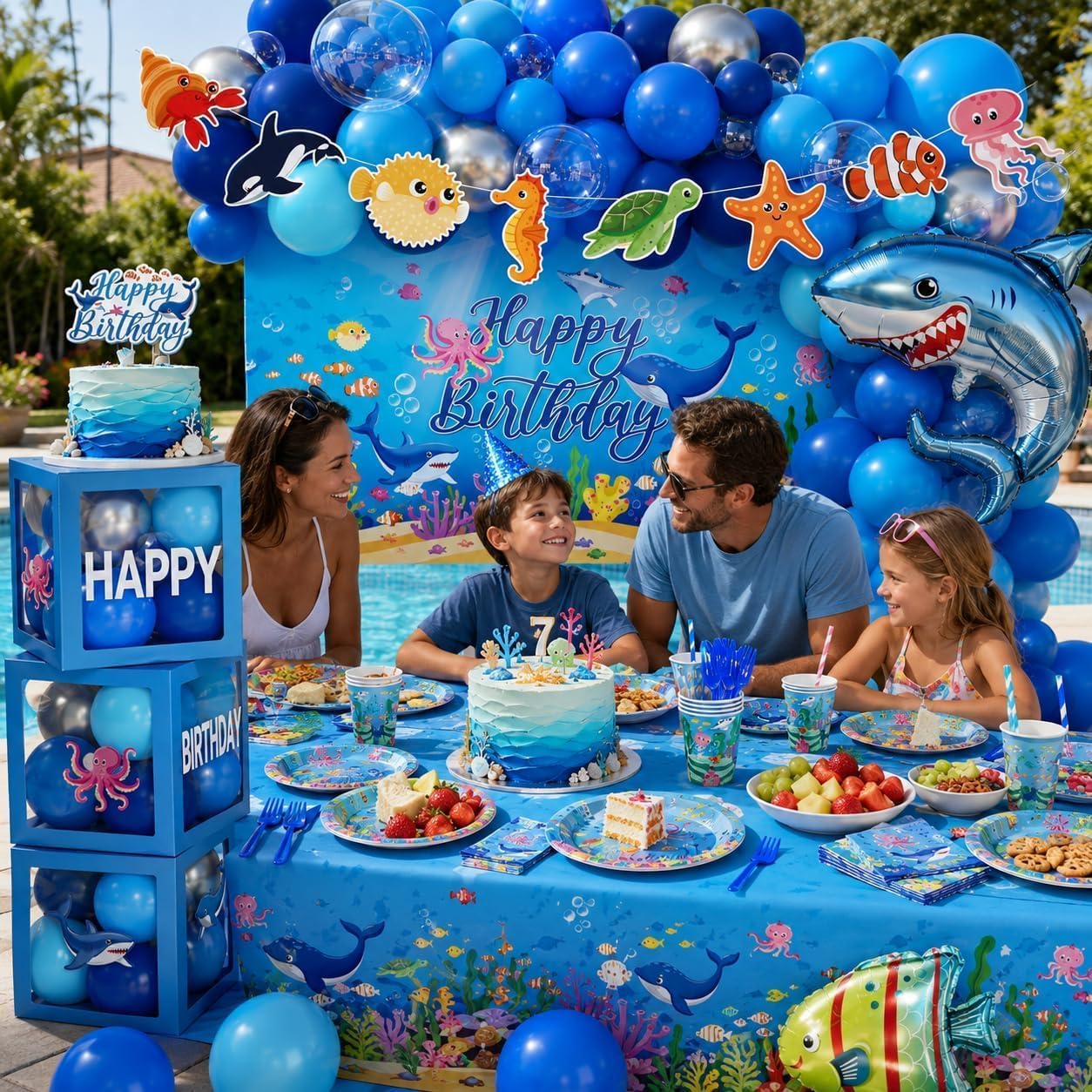 Hand-Drawn Mermaid Birthday Decorations, Under the Sea Party Supplies Kit (Unicorn Birthday)