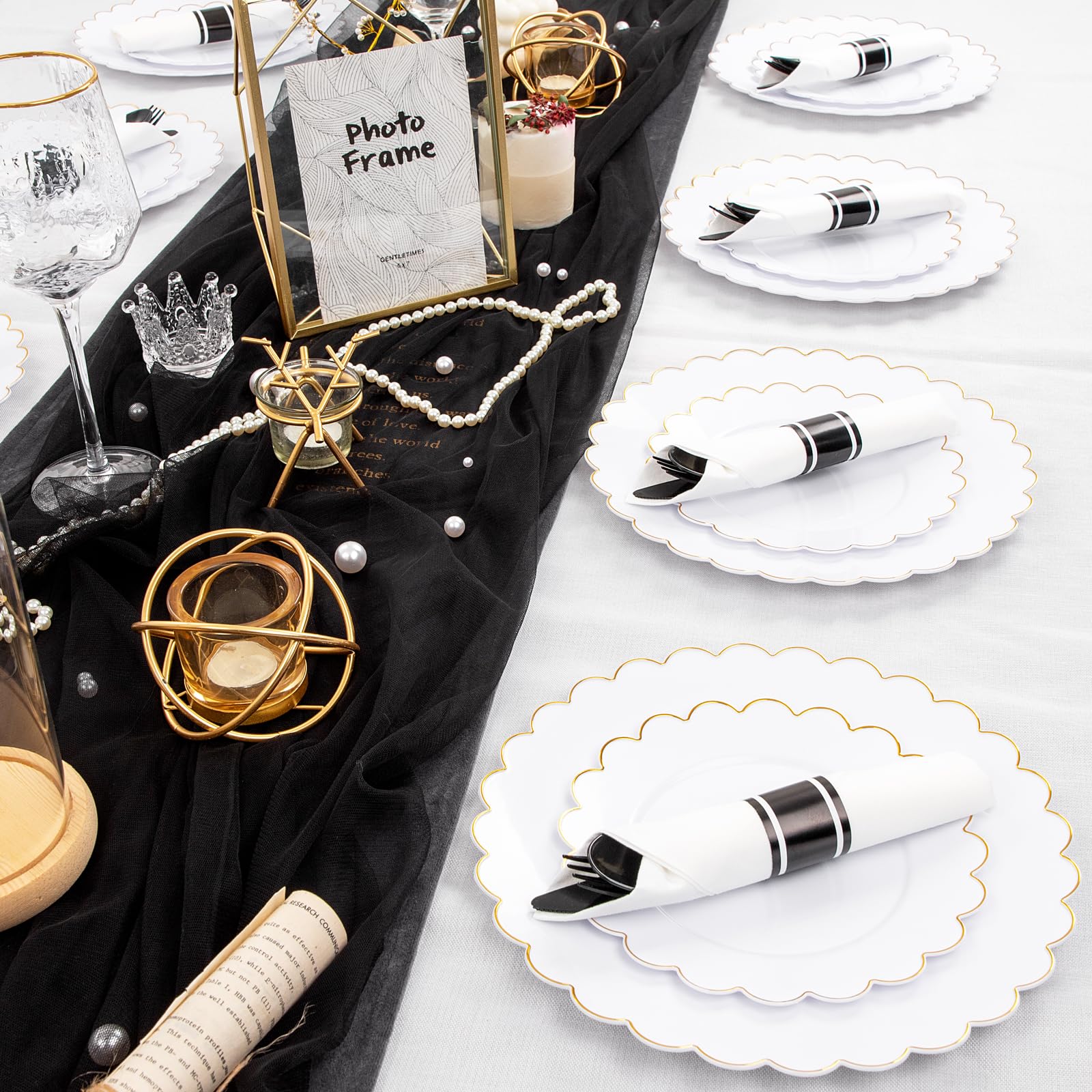 120 Pack Black Plastic Silverware Rolled Silverware Disposable | Pre Rolled Silverware Set Disposable Wrapped Cutlery Set for Catering, Parties, Wedding, Birthday& Special Events