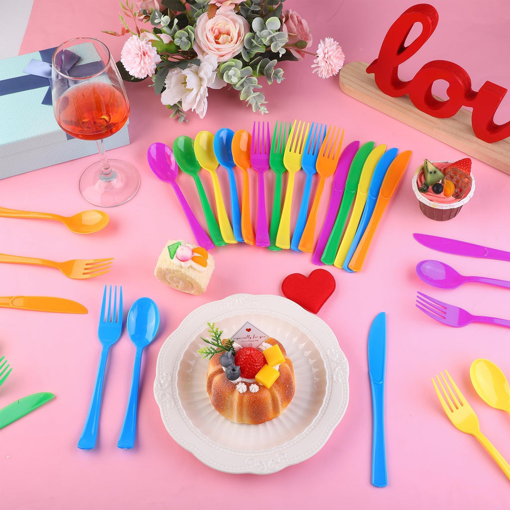 Kochorie 300 Pieces Plastic Silverware, Disposable heavy duty Utensils