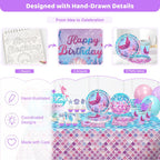 Hand-Drawn Mermaid Birthday Decorations, Under the Sea Party Supplies Kit (Unicorn Birthday)
