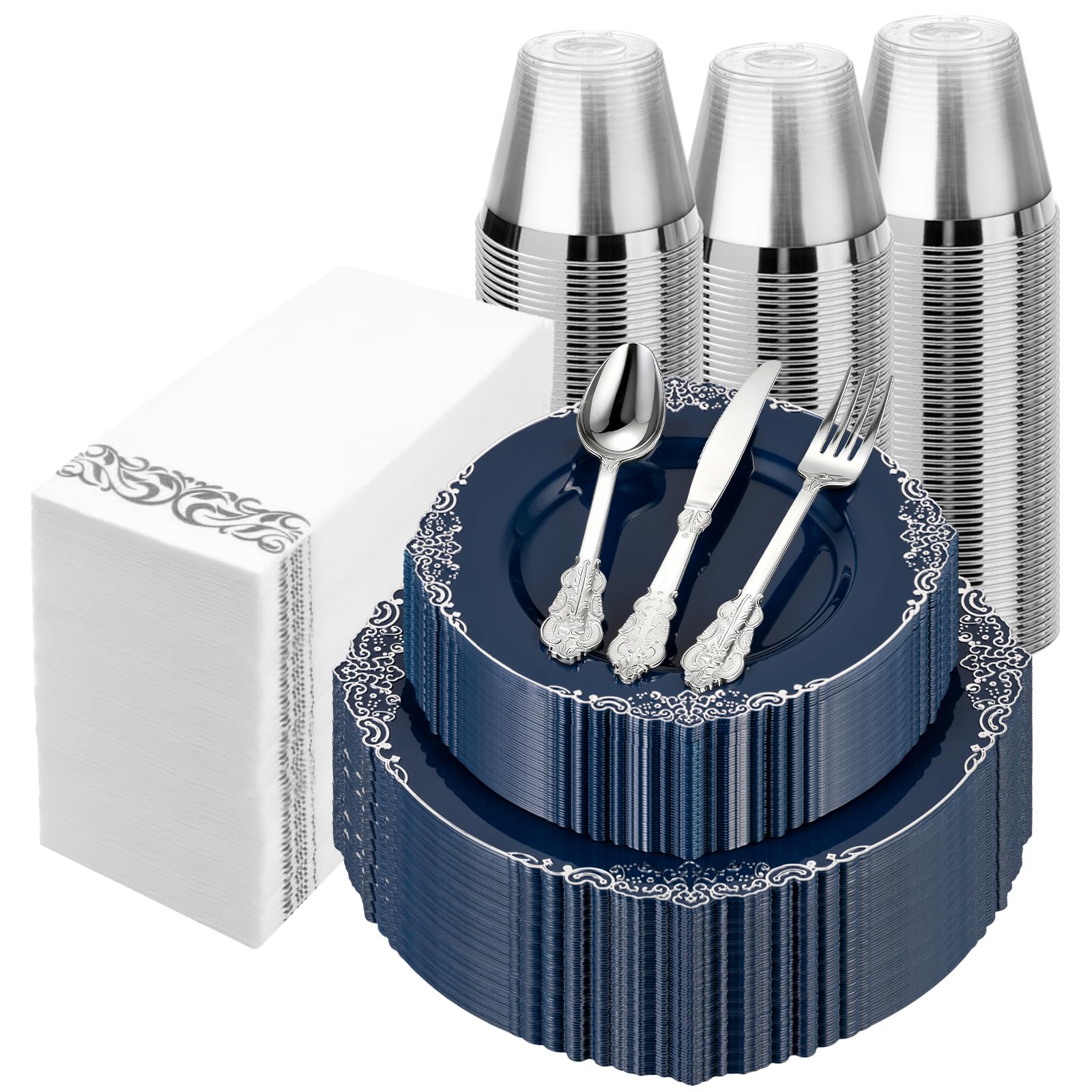 Bestluck 175PC Disposable Clear Plastic Complete Dinner Set for 25 Guests