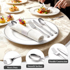 Gold Plastic Silverware 50 Guests Wrapped Cutlery Set Disposable | Pre Rolled Silverware Set Include 50 Forks,50 Knives,50 Spoons and 50 Napkins Heavy Duty Disposable Utensils for Party
