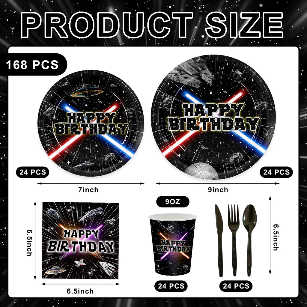 168Pcs 2nd Birthday Paper Plates Napkins Two Years Old Party Supplies | Disposable Tableware Set for Boys Birthday Party Serve 24 Guests
