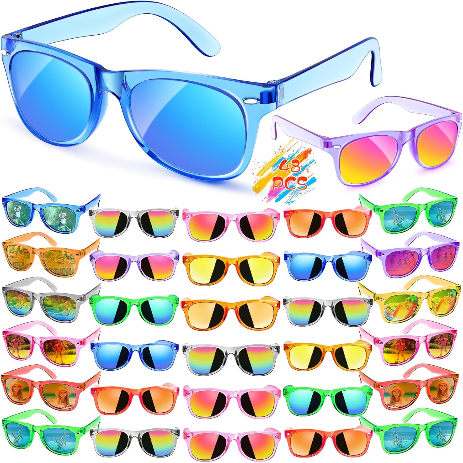 Party Favors Kids Sunglasses Bulk - 16 Packs Neon Sunglasses for Kid Age 3-8, UV400 Protection Party Sunglasses Goodie Bags Stuffers for kids Birthday Party Supply, End of the Year Gifts For Students