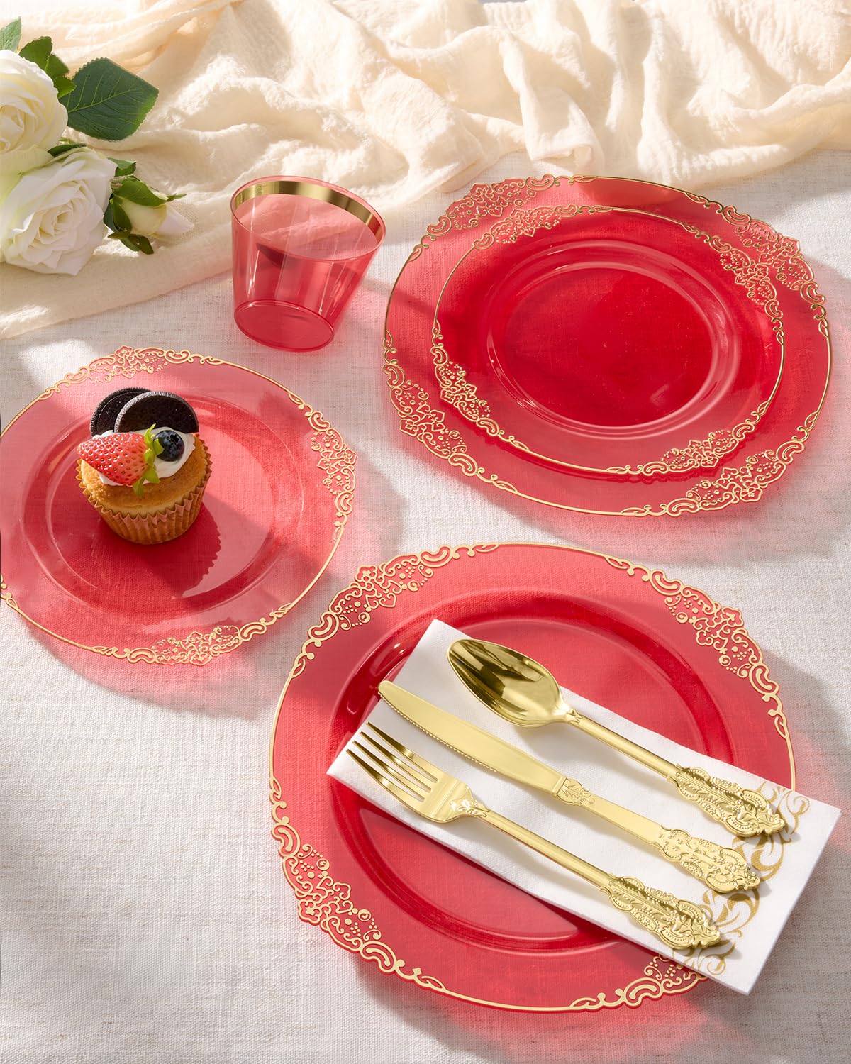 Bestluck 175PC Disposable Clear Plastic Complete Dinner Set for 25 Guests