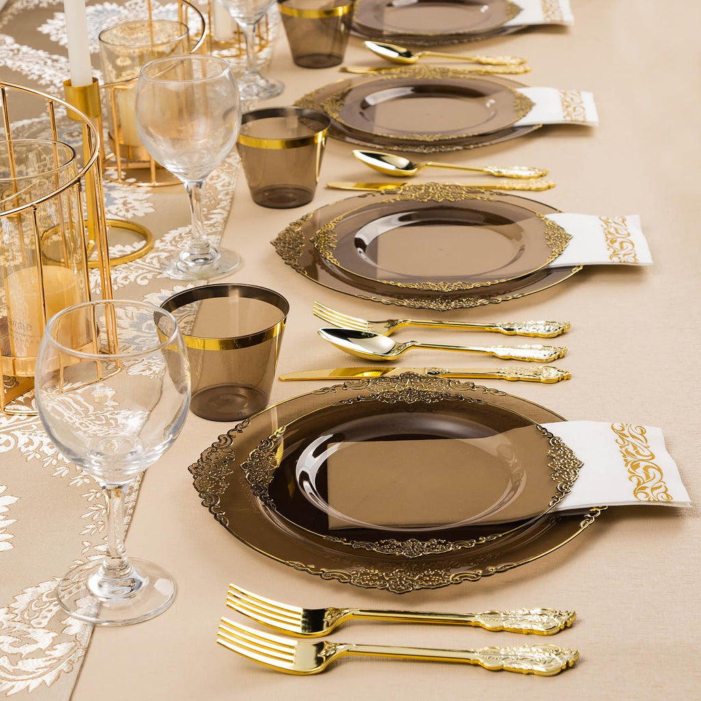 Bestluck 175PC Disposable Clear Plastic Complete Dinner Set for 25 Guests