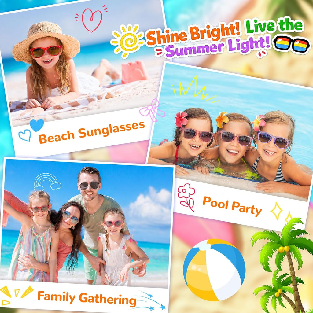 Party Favors Kids Sunglasses Bulk - 16 Packs Neon Sunglasses for Kid Age 3-8, UV400 Protection Party Sunglasses Goodie Bags Stuffers for kids Birthday Party Supply, End of the Year Gifts For Students