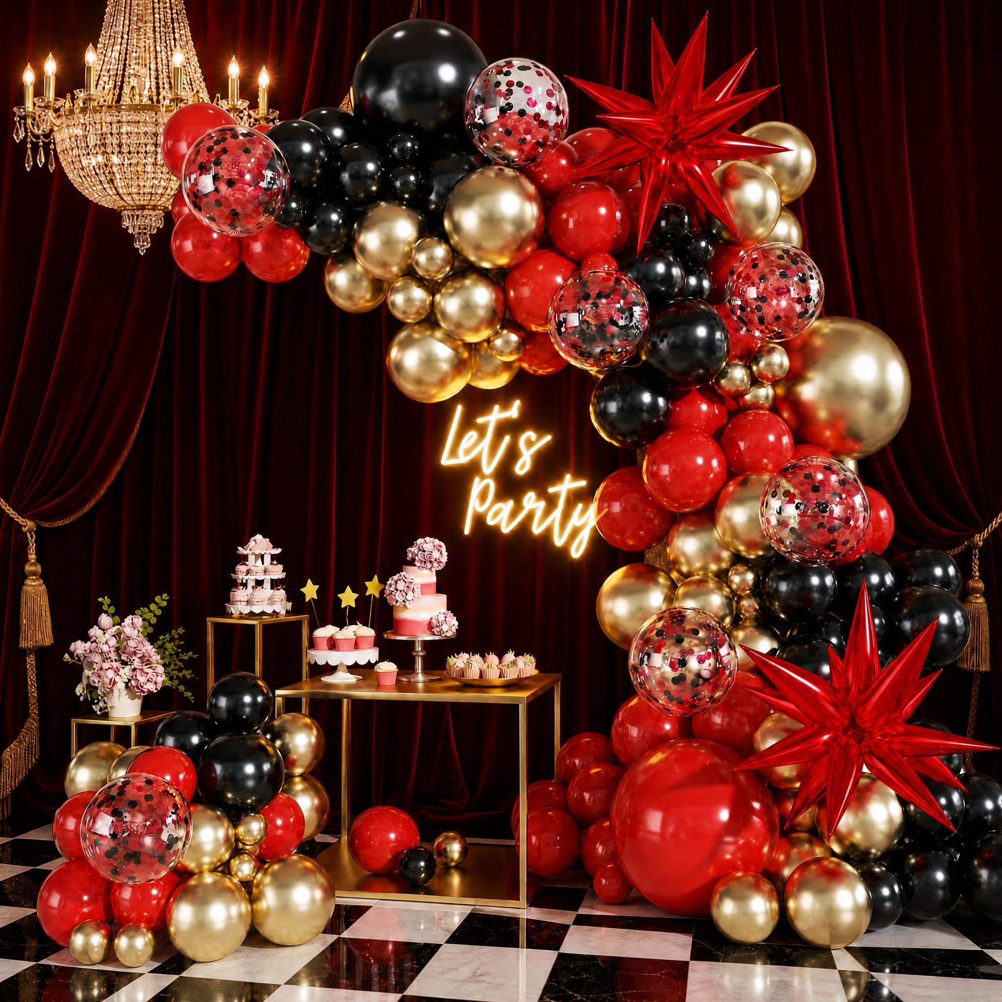 60Pc 12Inch Navy Blue, White and Gold Balloons with Metallic Gold Confetti Balloon
