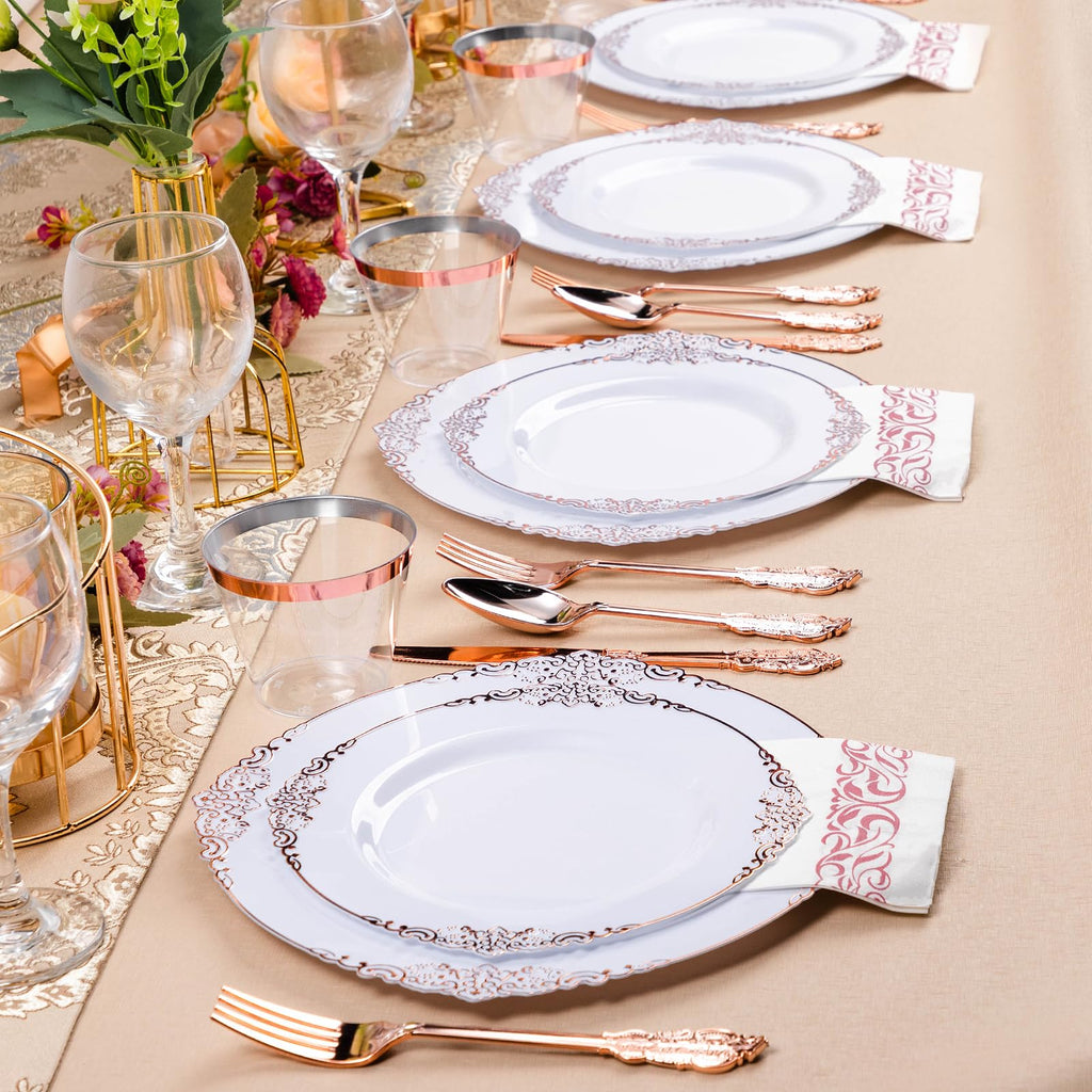 Bestluck 175PC Disposable Clear Plastic Complete Dinner Set for 25 Guests