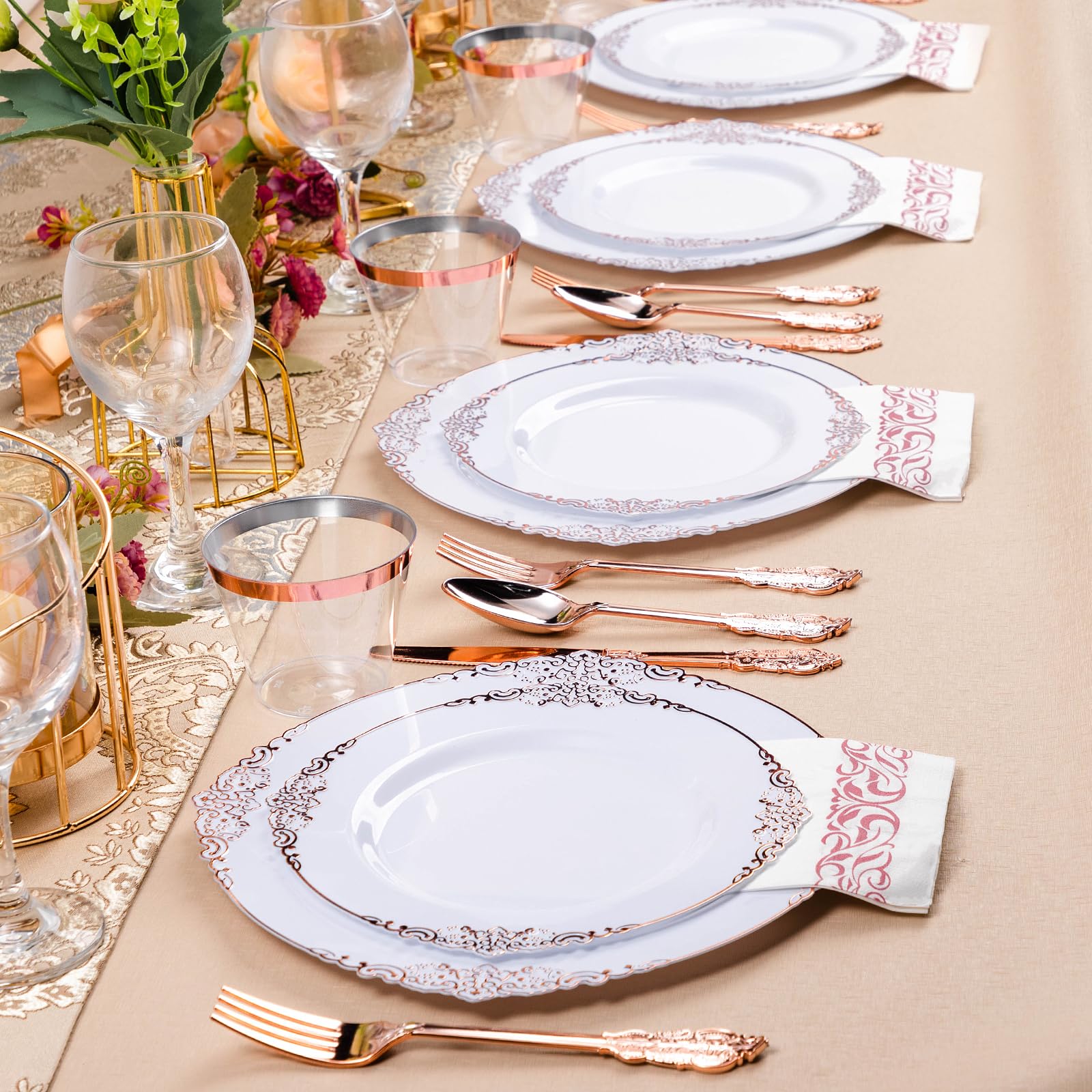 Bestluck 175PC Disposable Clear Plastic Complete Dinner Set for 25 Guests
