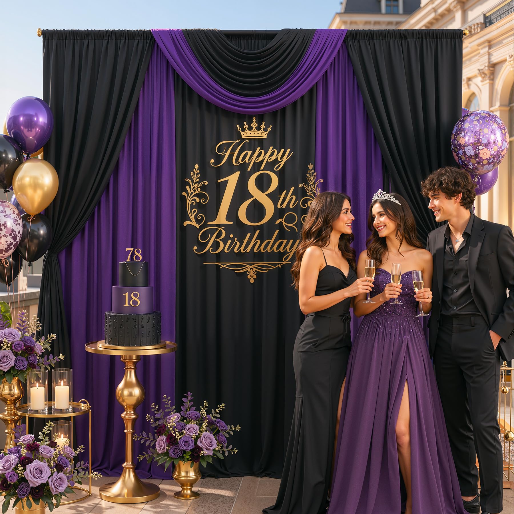 10ft x 15ft Wrinkle Free Photography Backdrop Drapes, 6 Panels