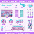Hand-Drawn Mermaid Birthday Decorations, Under the Sea Party Supplies Kit (Unicorn Birthday)