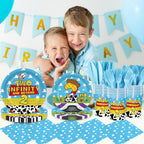 168Pcs 2nd Birthday Paper Plates Napkins Two Years Old Party Supplies | Disposable Tableware Set for Boys Birthday Party Serve 24 Guests