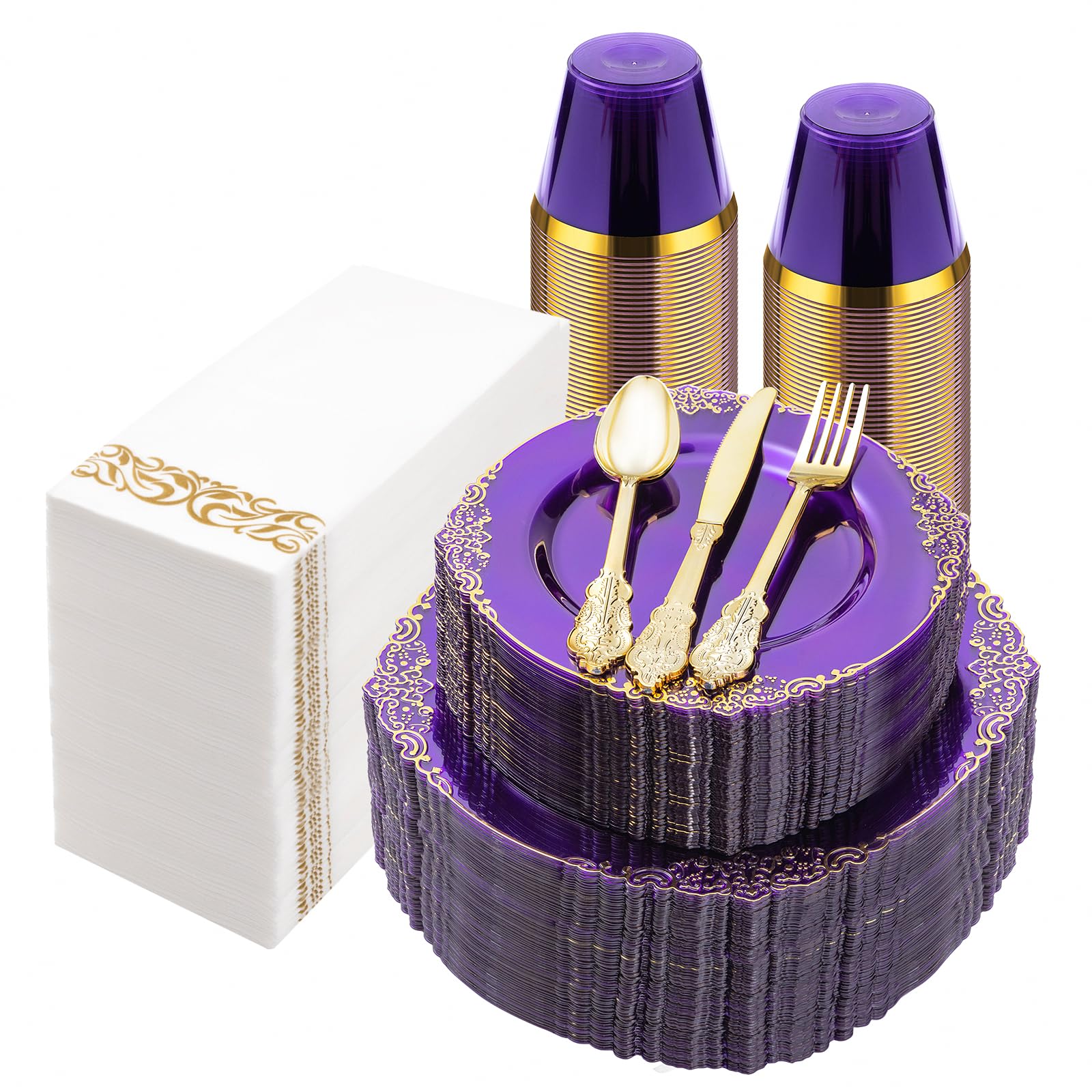Bestluck 175PC Disposable Clear Plastic Complete Dinner Set for 25 Guests
