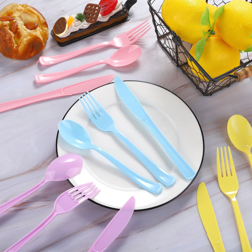 Kochorie 300 Pieces Plastic Silverware, Disposable heavy duty Utensils