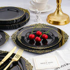realluck 175 Piece Green and Gold Dinnerware Set for 25 Guests | Disposable Dinnerware Includes: 50 Disposable Plates, 75 Silverwares, 25 Cups, 25 Napkins for Party, Wedding, Graduation
