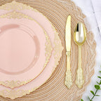 realluck 175 Piece Green and Gold Dinnerware Set for 25 Guests | Disposable Dinnerware Includes: 50 Disposable Plates, 75 Silverwares, 25 Cups, 25 Napkins for Party, Wedding, Graduation