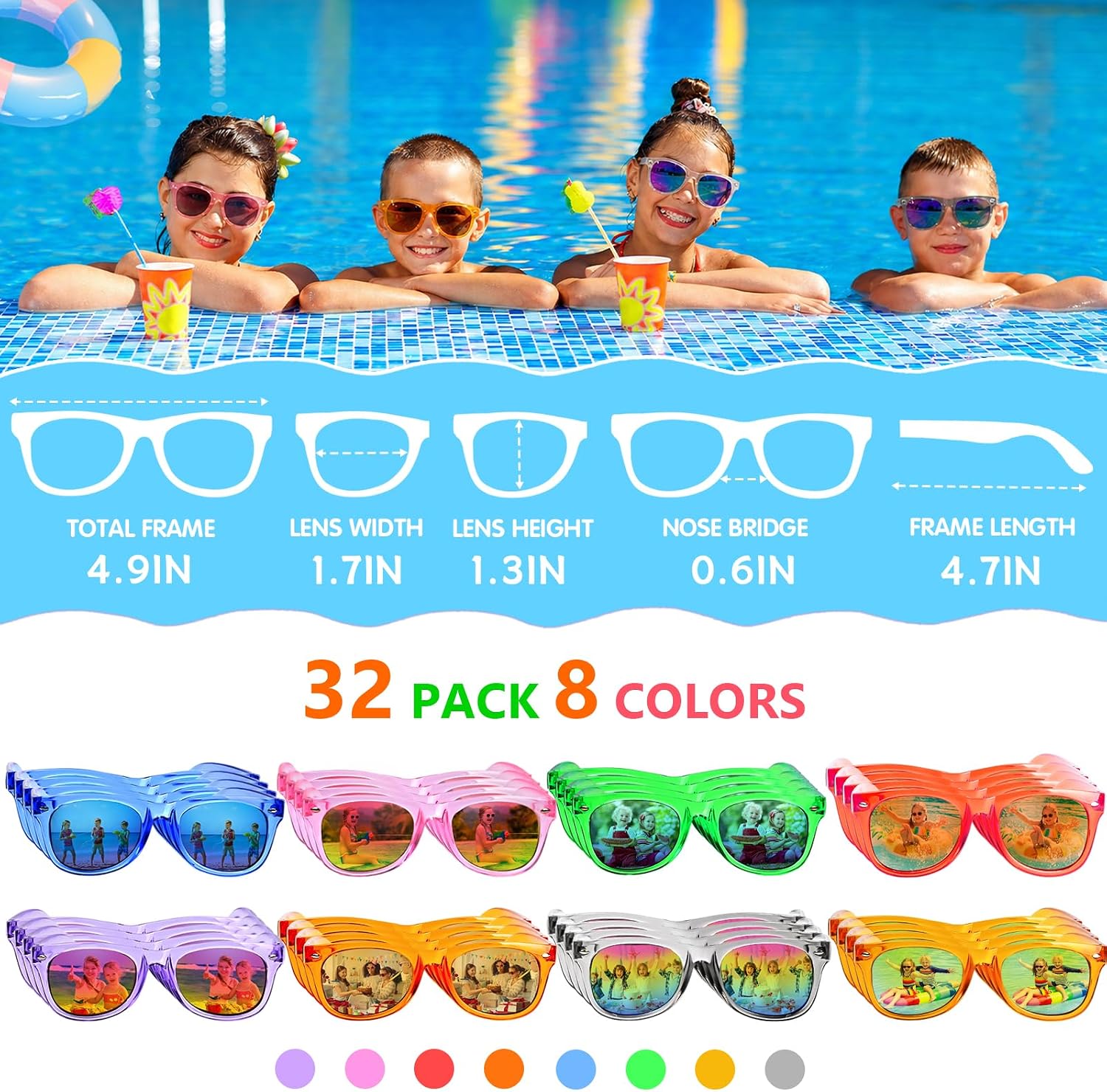 Party Favors Kids Sunglasses Bulk - 16 Packs Neon Sunglasses for Kid Age 3-8, UV400 Protection Party Sunglasses Goodie Bags Stuffers for kids Birthday Party Supply, End of the Year Gifts For Students