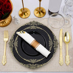 realluck 175 Piece Green and Gold Dinnerware Set for 25 Guests | Disposable Dinnerware Includes: 50 Disposable Plates, 75 Silverwares, 25 Cups, 25 Napkins for Party, Wedding, Graduation