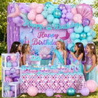 Hand-Drawn Mermaid Birthday Decorations, Under the Sea Party Supplies Kit (Unicorn Birthday)