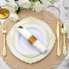 realluck 175 Piece Green and Gold Dinnerware Set for 25 Guests | Disposable Dinnerware Includes: 50 Disposable Plates, 75 Silverwares, 25 Cups, 25 Napkins for Party, Wedding, Graduation