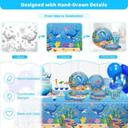Hand-Drawn Mermaid Birthday Decorations, Under the Sea Party Supplies Kit (Unicorn Birthday)