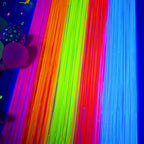 Mega-L Glow in The Dark Party Supplies, Neon Multicolor Backdrop, 2 Pack | Fluorescent Tinsel Foil Fringe Curtains, Neon Backdrop Streamers for Birthday, Halloween, New Year, Graduation Party