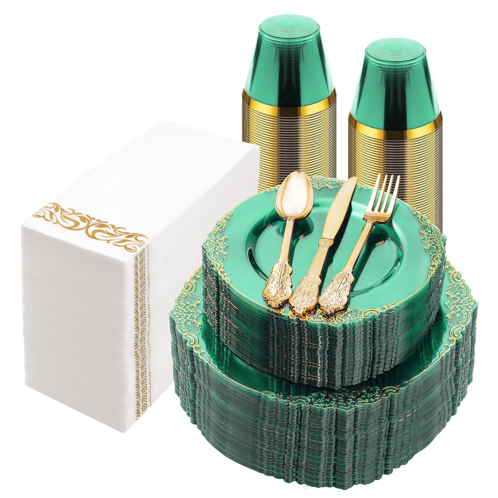 Bestluck 175PC Disposable Clear Plastic Complete Dinner Set for 25 Guests