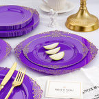 realluck 175 Piece Green and Gold Dinnerware Set for 25 Guests | Disposable Dinnerware Includes: 50 Disposable Plates, 75 Silverwares, 25 Cups, 25 Napkins for Party, Wedding, Graduation