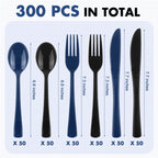 Kochorie 300 Pieces Plastic Silverware, Disposable heavy duty Utensils