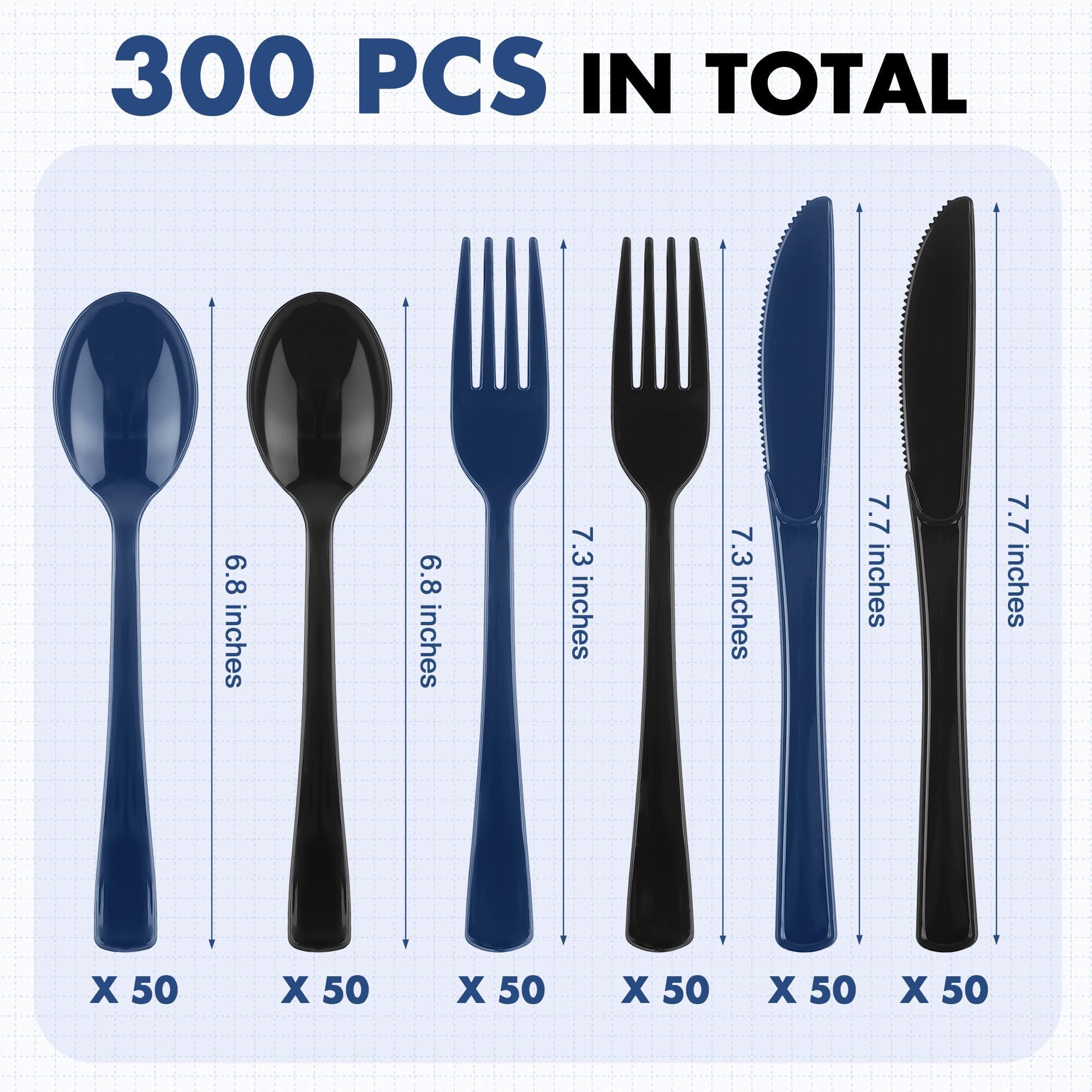Kochorie 300 Pieces Plastic Silverware, Disposable heavy duty Utensils
