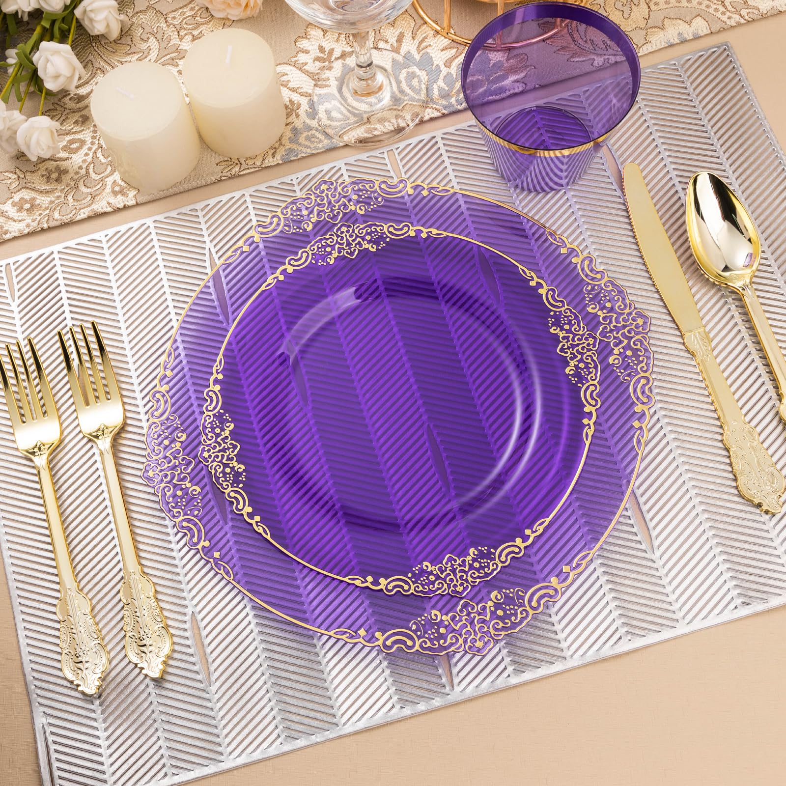 Bestluck 175PC Disposable Clear Plastic Complete Dinner Set for 25 Guests